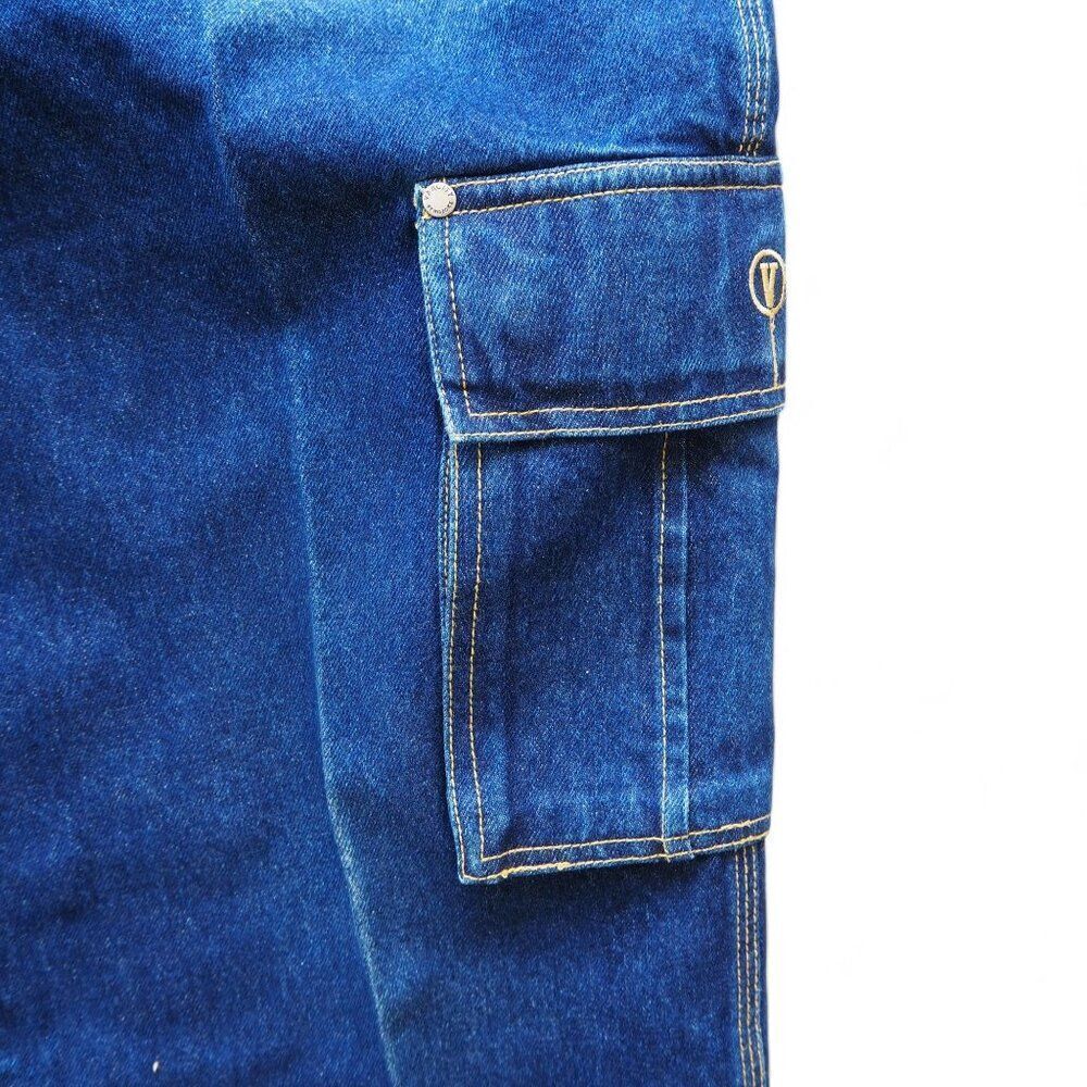 Varcity Vintage 90s Y2K Cargo Heavy Denim Hip Hop / Skate Baggy Jeans Men's 32 - Picture 9 of 14
